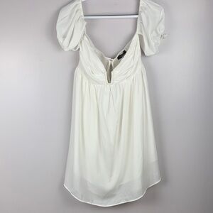 Lulu's White Textured Dress medium lined zipper back